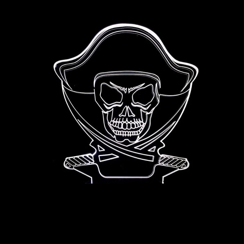 White skull and crossbones design on a black background