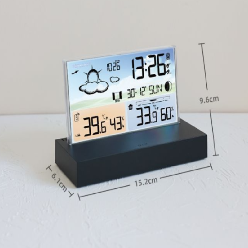 Transparent glass weather clock color screen wireless multi-function weather forecast electronic alarm clock