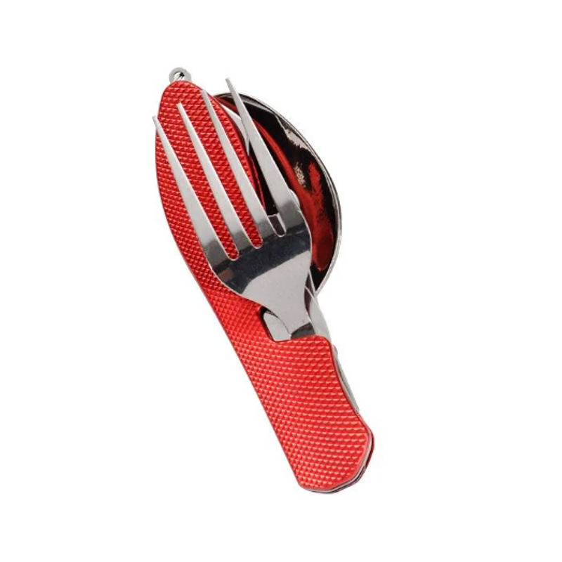 4 In 1 Outdoor Tableware Set Camping Cooking Supplies Stainless Steel Spoon Folding Pocket Kits Home Picnic Hiking Travel Tools