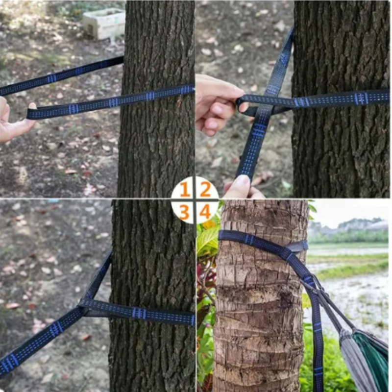 Camping Hammock with Mosquito Net Portable Parachute 6 Ring Strap Double Travel Hammock,outdoor Backpacking Hammock Swing Chair