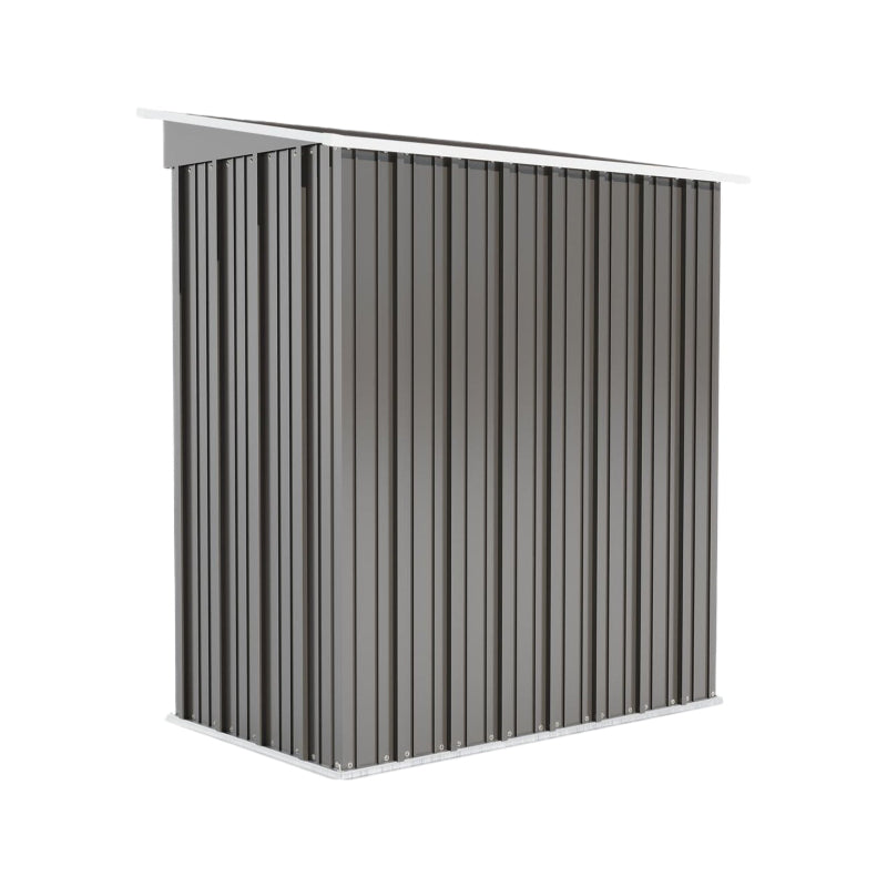 5 * 3FT outdoor storage shed, tool shed with sloping roof and lockable door, backyard garden metal shed, courtyard lawn, gray