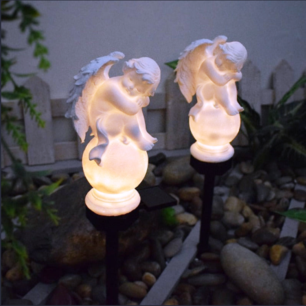 LED Solar Angels Landscape Post Light