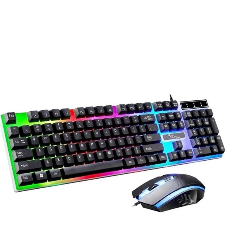 Wired Keyboard Mouse Set Desktop Computer Mechanical Suit RGB Backlit Keypad Input Device Low Noise Home Office Game