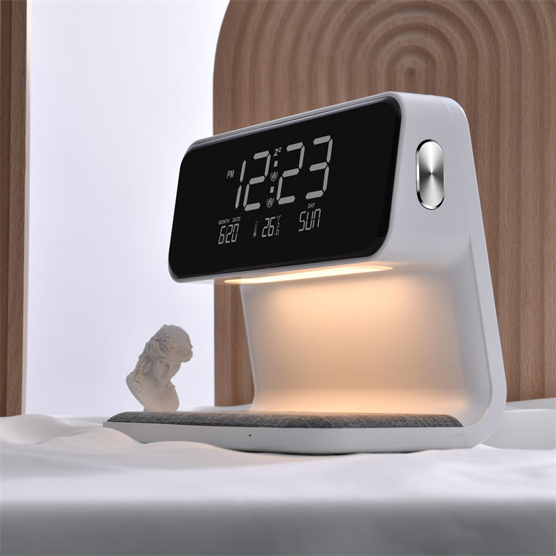  Bedside Lamp Wireless Charging LCD Screen Alarm Clock Wireless Phone Charger