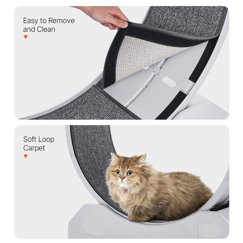 Cat bed with a cat sitting inside, labeled 'Thoughtful And Comfortable Design' by Vevor.