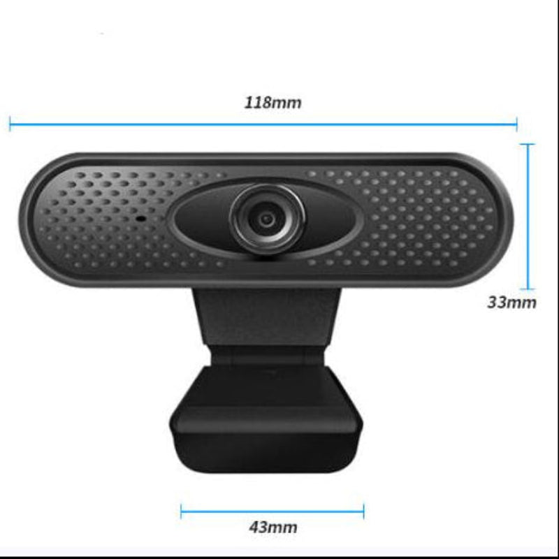 Webcam with specifications on a white background