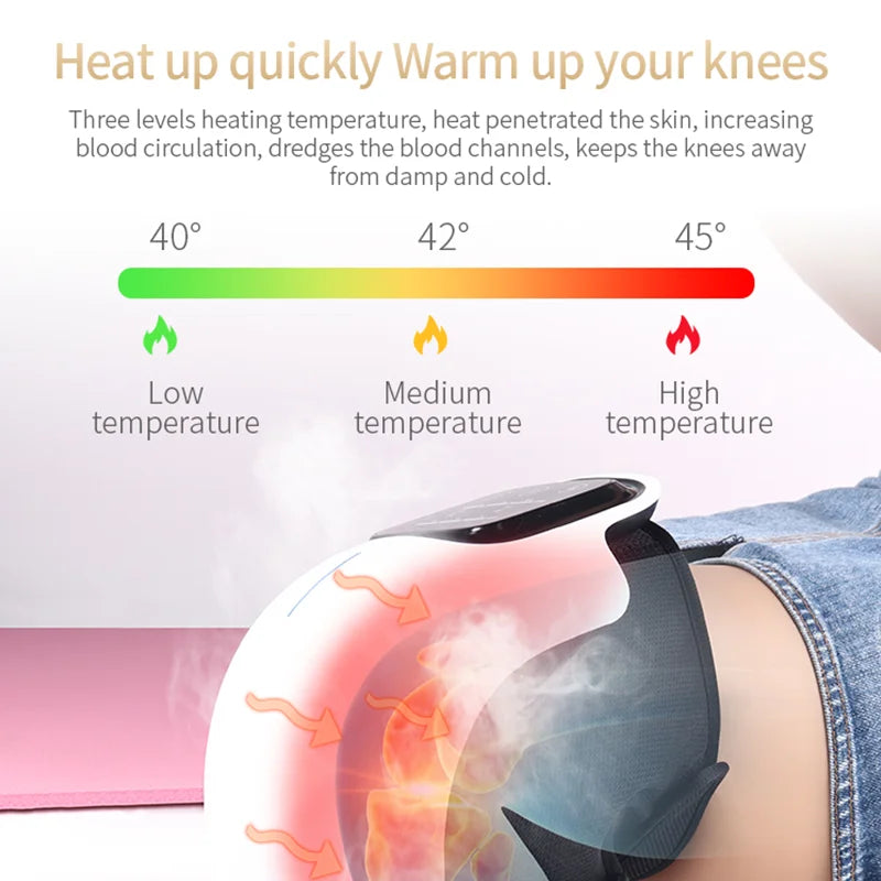 Smart Knee Massager with Heat and Kneading for Pain Relie Rechargeable LED Display Arthritis Massagers Infrared Heated Vibration Tool