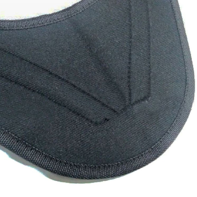 Close-up of a black saddle pad on a white background