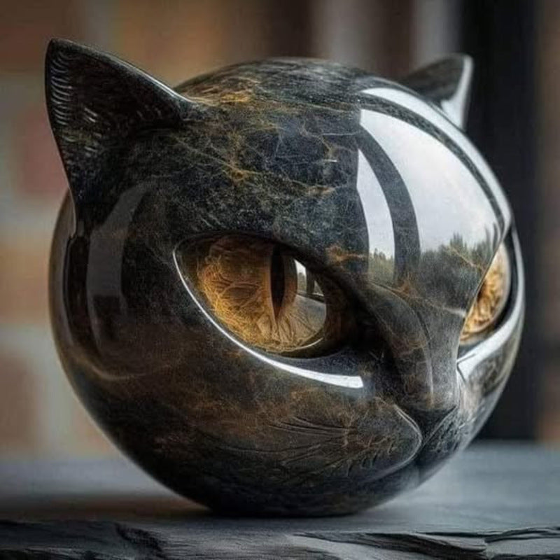 Elegance Black Cat Stone Statue