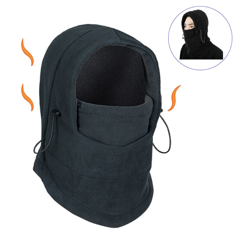 Black balaclava with heating elements on a white background