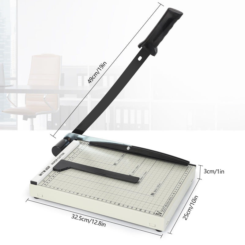 Paper cutter with measurement markings on a white background