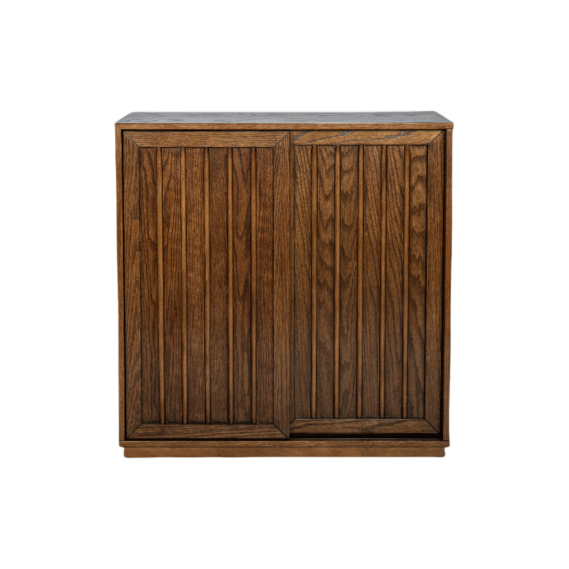 Wooden cabinet with two doors on a white background