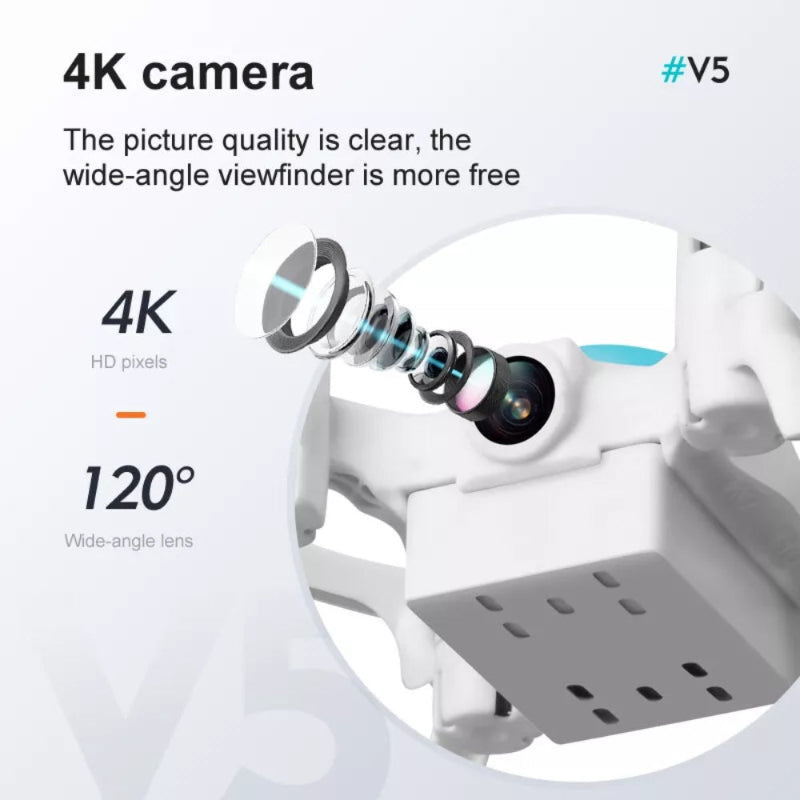 4K camera with wide-angle lens and text highlighting features on a white background