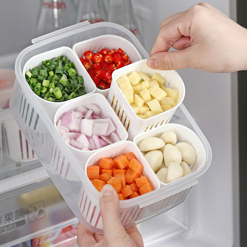 Simple And Convenient Scallion Fresh-Keeping Box With Lid Split Refrigerator Fresh-Keeping Box Fruit And Vegetable Food Box