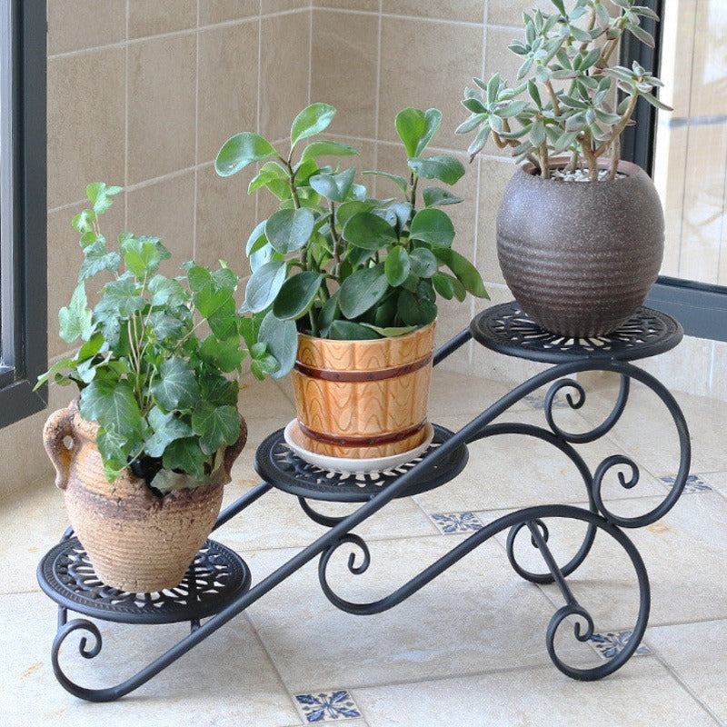 Iron Flower Shelf Balcony Living Room Flower Pot Stand Succulent Bay Window Plant Stand