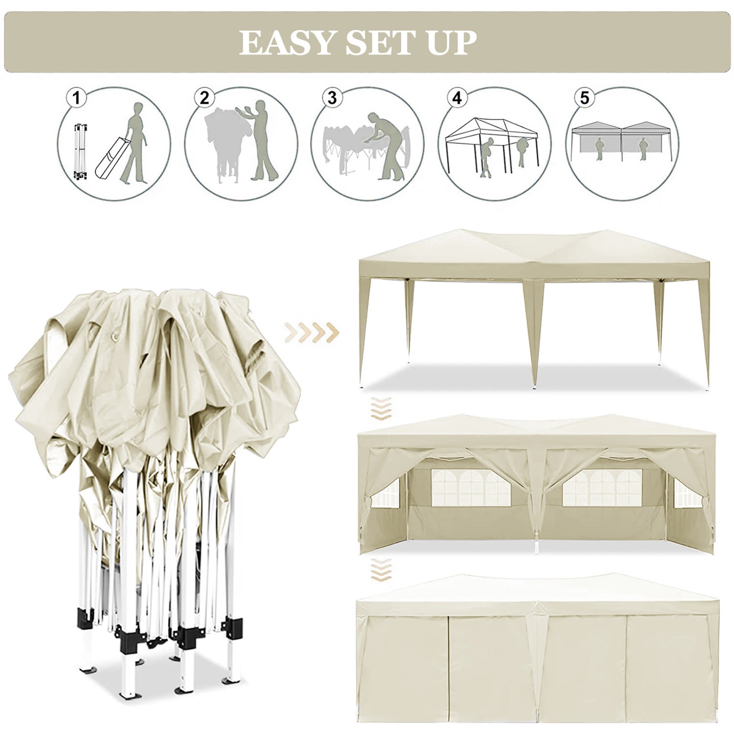 Folding Canopy with Sex Side Walls