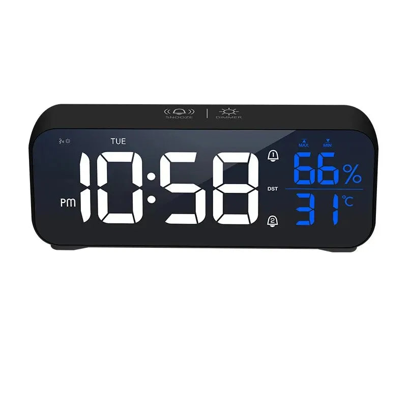 Music LED Digital Alarm Clock Voice Control Temperature Humidity Display Desktop Clocks Home Table Decoration Built-in 1200mAh