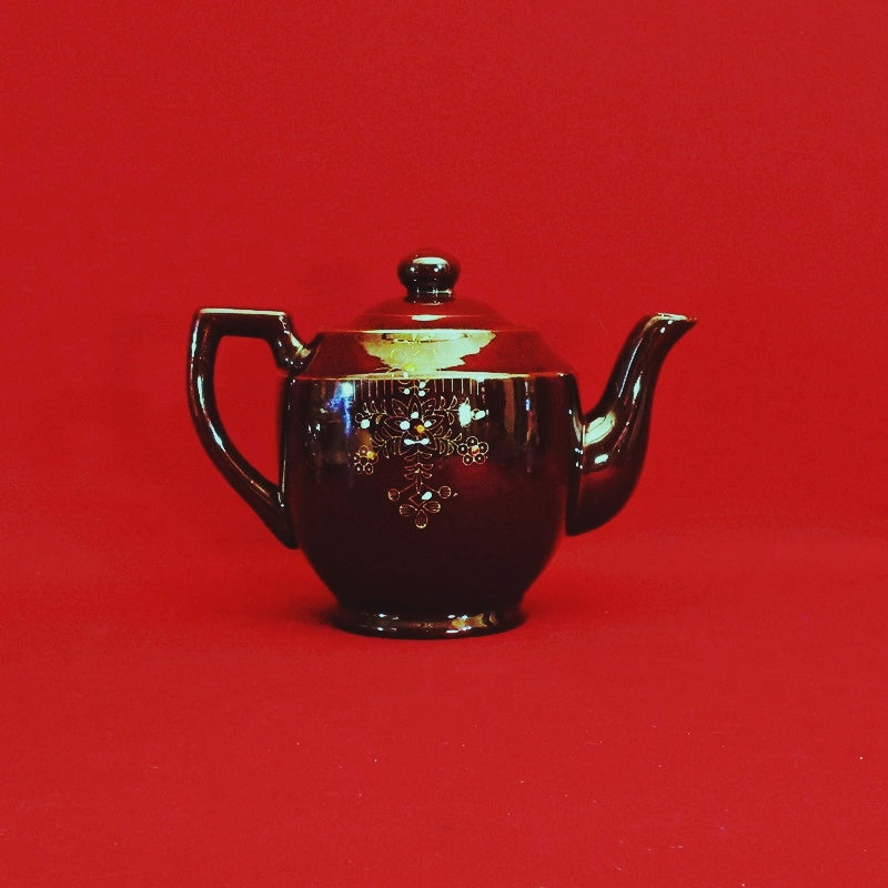 Antique Collectibles Vintage Red Clay Brown Betty Manganese Teapot