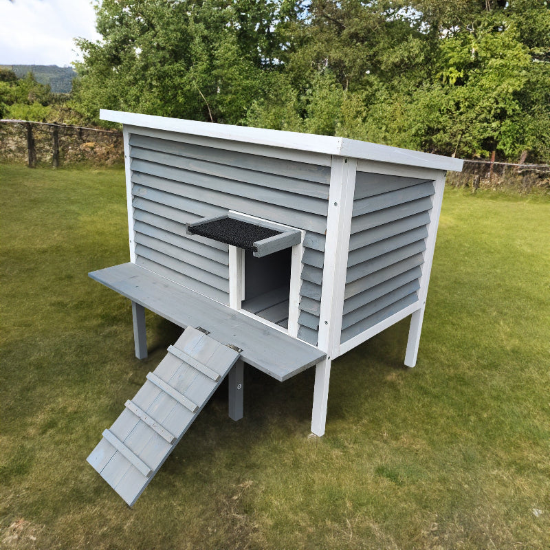 Outdoor Breathable Cat House for Outside Cats, Cat Shelter for Feral Cats with Escape Door, Porch Deck