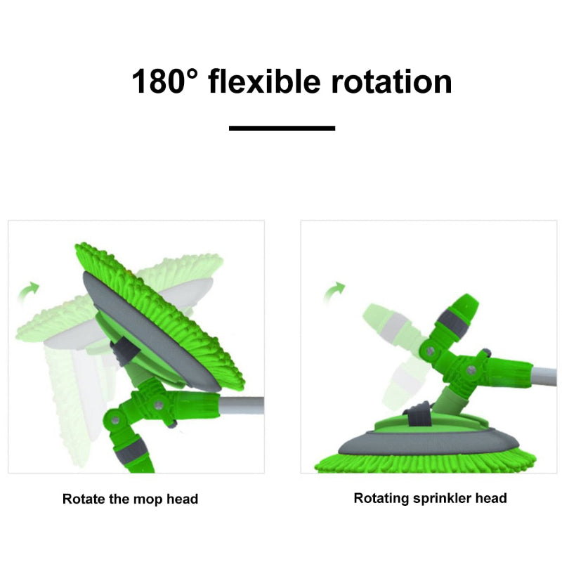 Green and gray cleaning tool with 180-degree flexible rotation features on a white background.