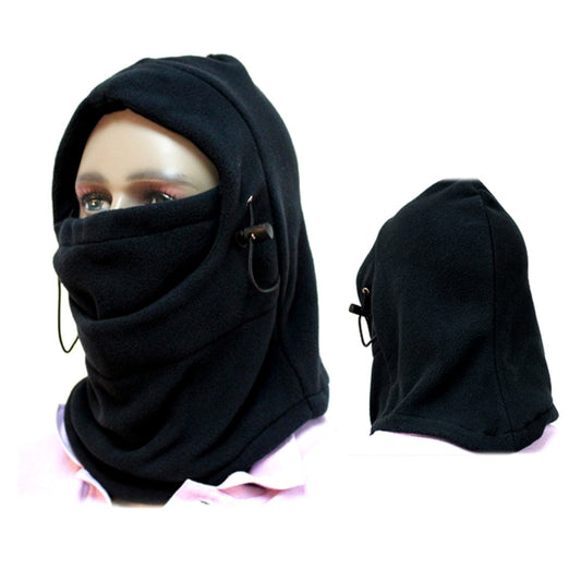 Black balaclava worn by a mannequin on a white background