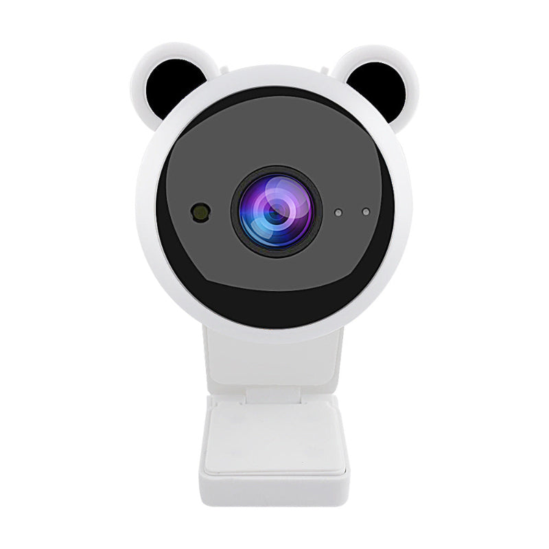 White camera with panda bear ears on a white background