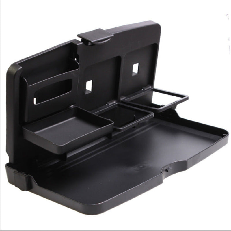 Black car tray organizer with compartments on a white background