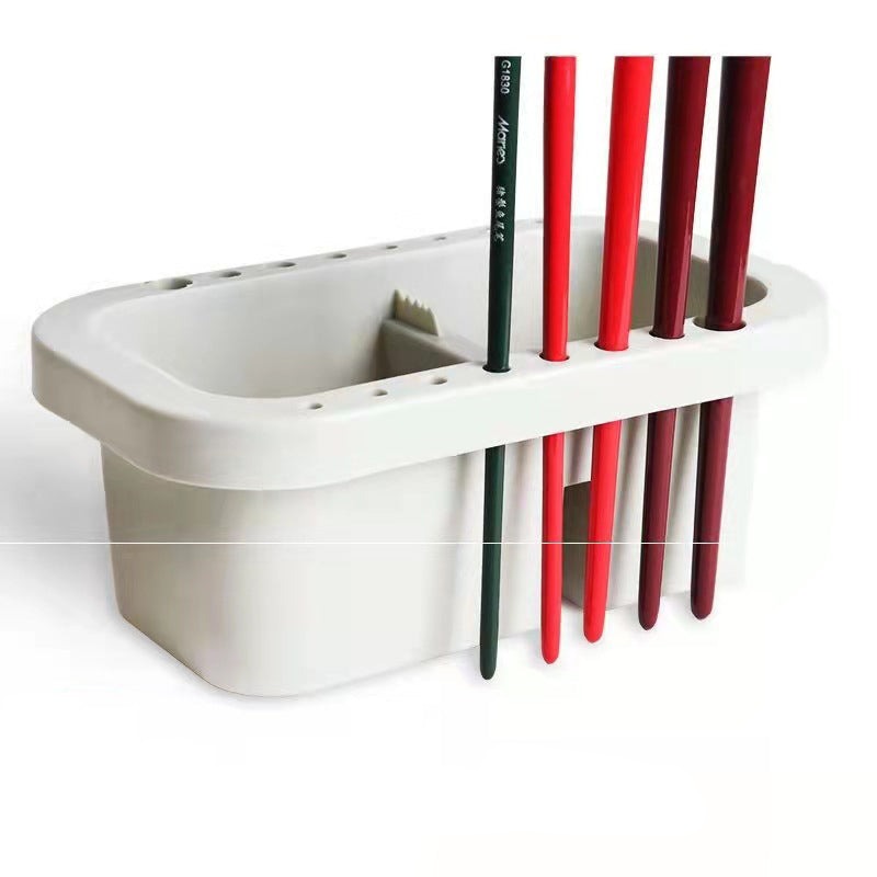  Brush Basin Holder and Organizer Kit Paint Brush Basin with Tray Palette Lid for Oil Painting 