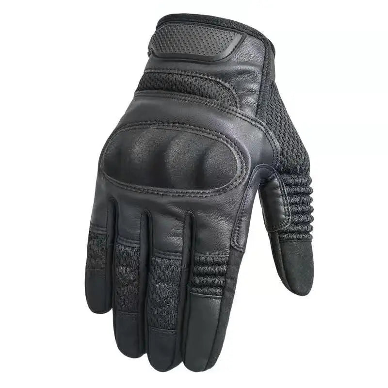 Black motorcycle glove on a white background
