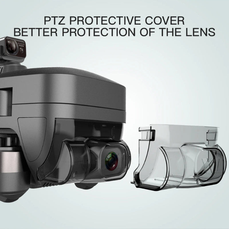 PTZ camera with protective cover on a light gray background