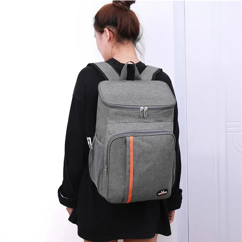 20L Large Capacity Double-Shoulder Lunch Backpack Leak Proof Insulated Bag Outdoor Picnic Bag Picnic Food Beverage Storage Bag