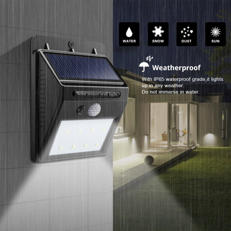 LED Solar Lamp Outdoor Waterproof Solar Powered Spotlights PIR Motion Sensor Street Light for Garden Decoration