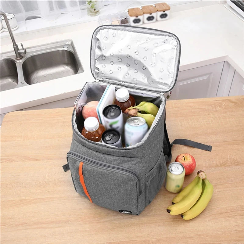 20L Large Capacity Double-Shoulder Lunch Backpack Leak Proof Insulated Bag Outdoor Picnic Bag Picnic Food Beverage Storage Bag