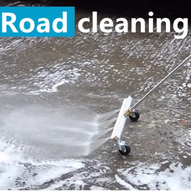 Road cleaning equipment on a road with snow and ice.
