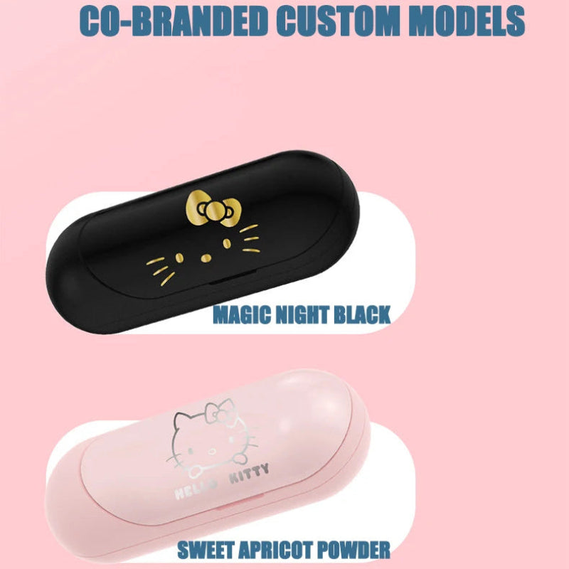 Two black and pink cases with Hello Kitty design on a pink background