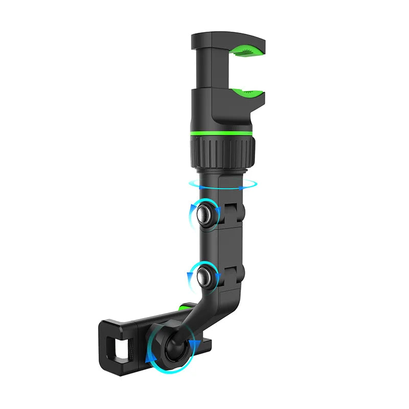 Black adjustable camera mount on a white background