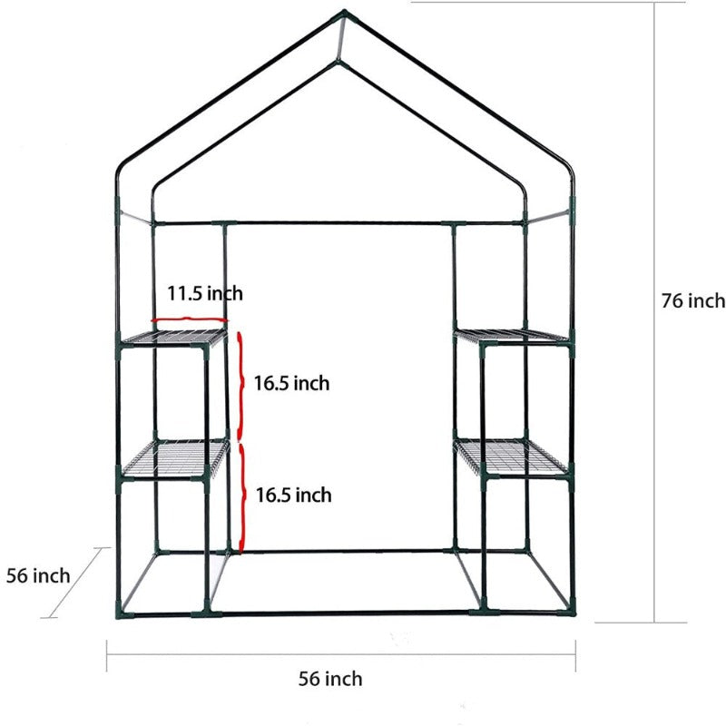 Green House Walk in Outdoor Plant Gardening Greenhouse 8 Shelves Window and Anchors Green[US-Stock]