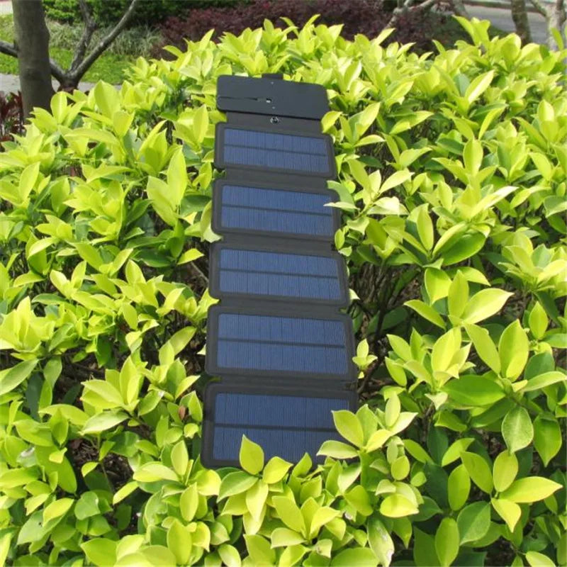 Foldable solar panel on a bush