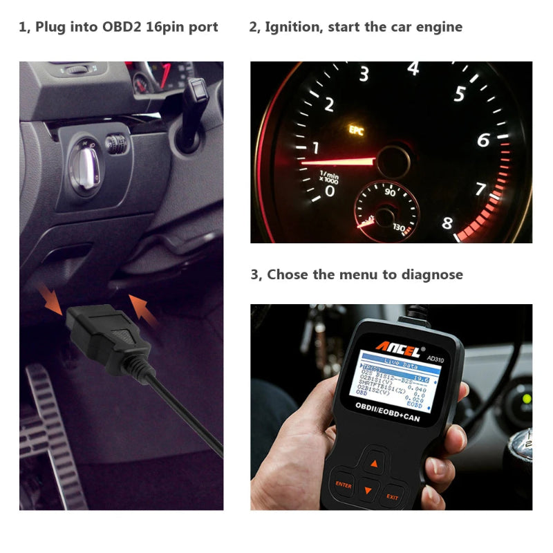 Step-by-step guide on using a diagnostic tool for car diagnostics.