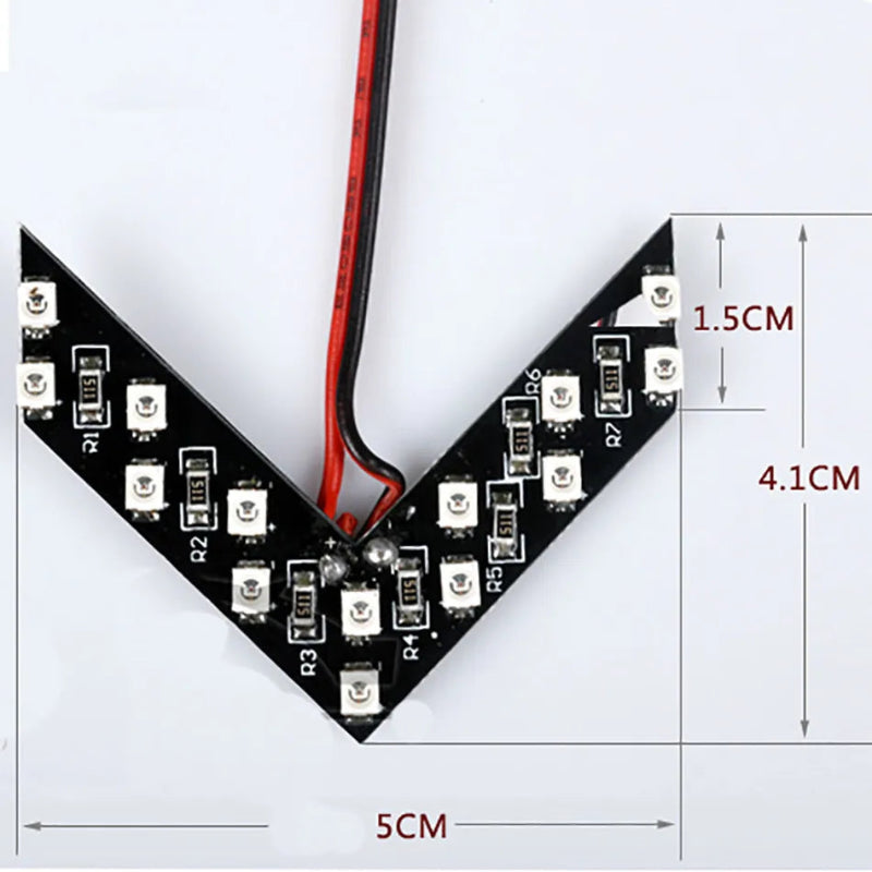 Electronic component with red wire on a white background, showing dimensions.