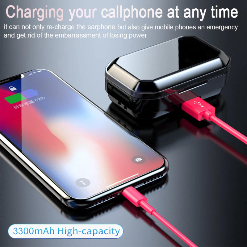 Phone with a charging cable and text about phone charging capabilities