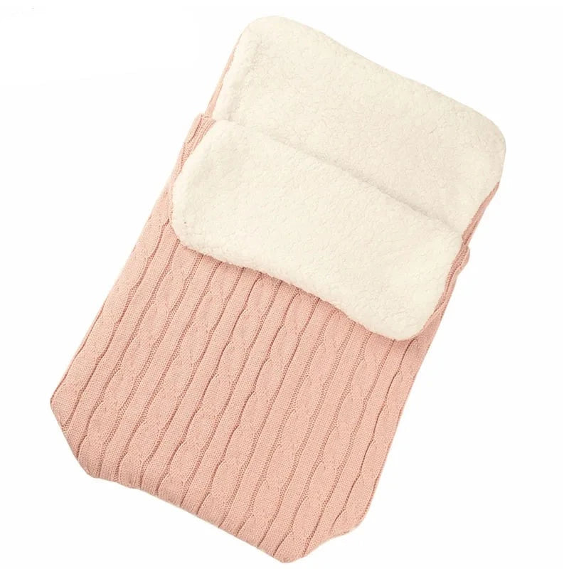 Velvet Newborn Baby Blankets Knitted stroller Swaddle Winter Fleece Baby Wrap Knitting Baby Sleeping Bag Quilt