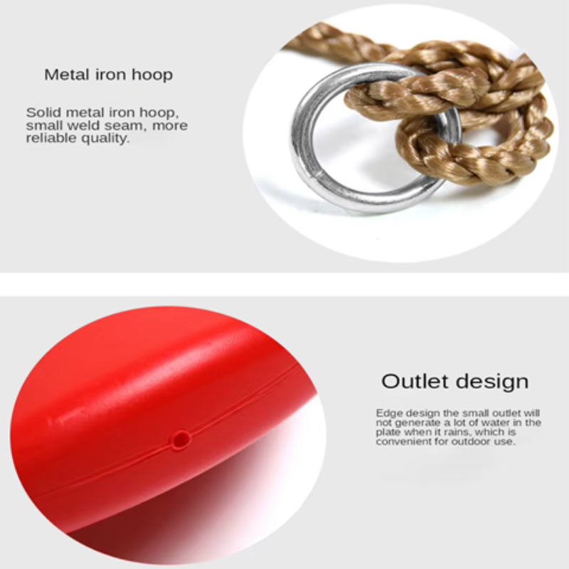 Metal iron hoop with braided rope and red outlet design on a white background