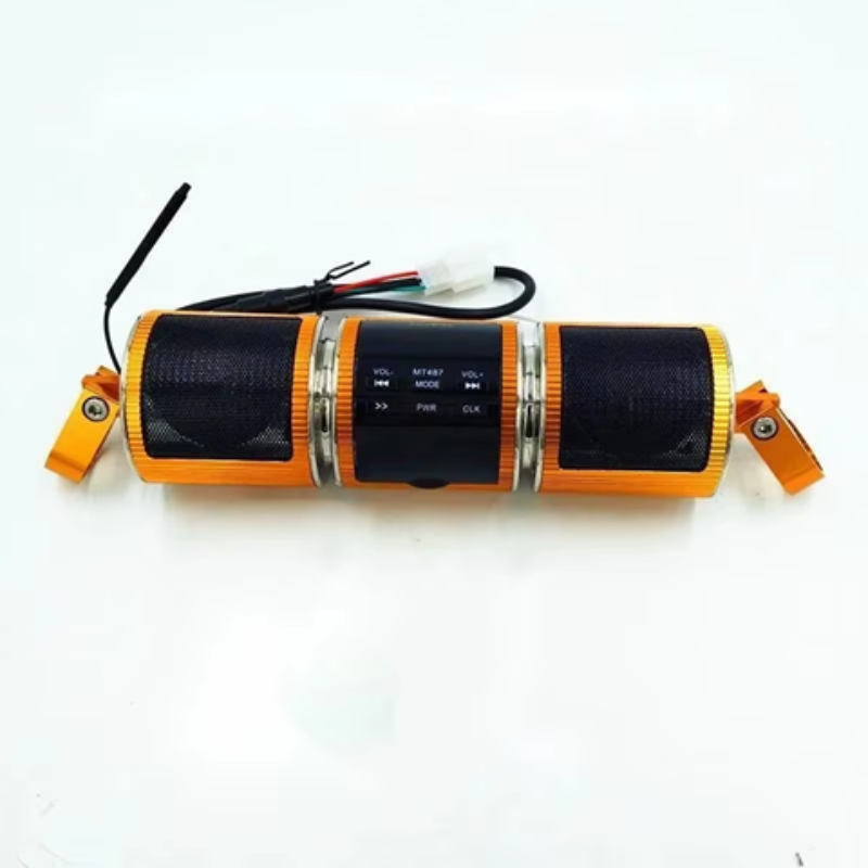 Orange and black electronic device on a white background