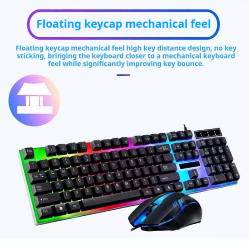 Keyboard and mouse set with floating keycap design on a white background