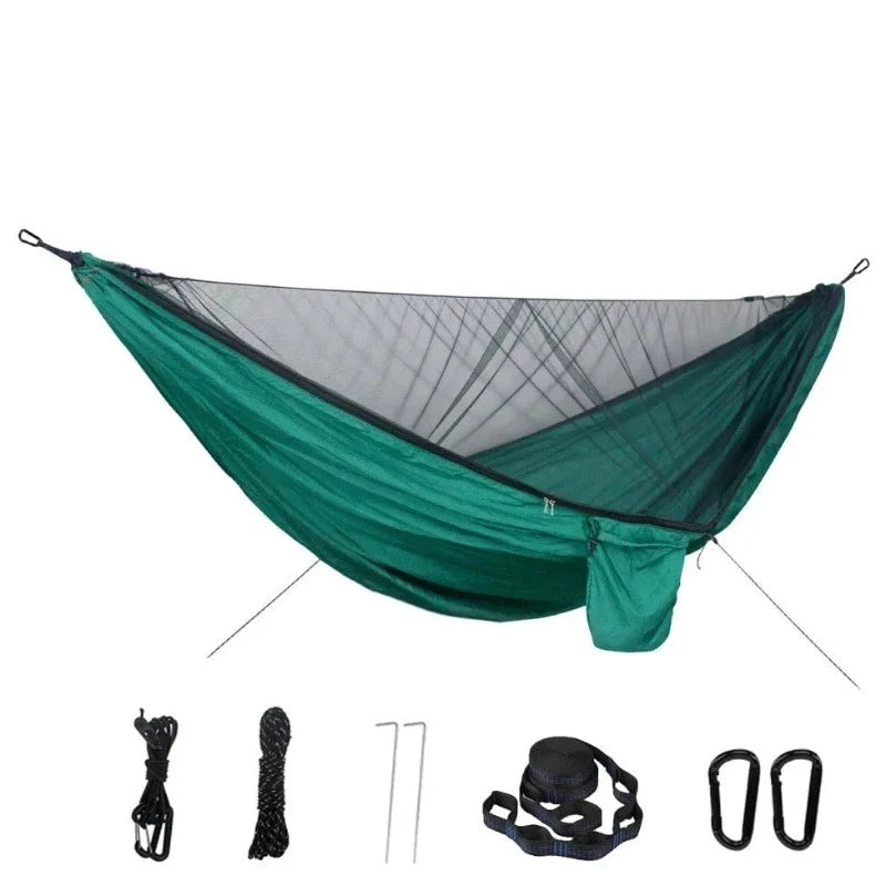 Lightweight Double Person Mosquito Net Hammock Easy Set Up With 2 Tree Straps Portable Hammock For Camping Travel Yard