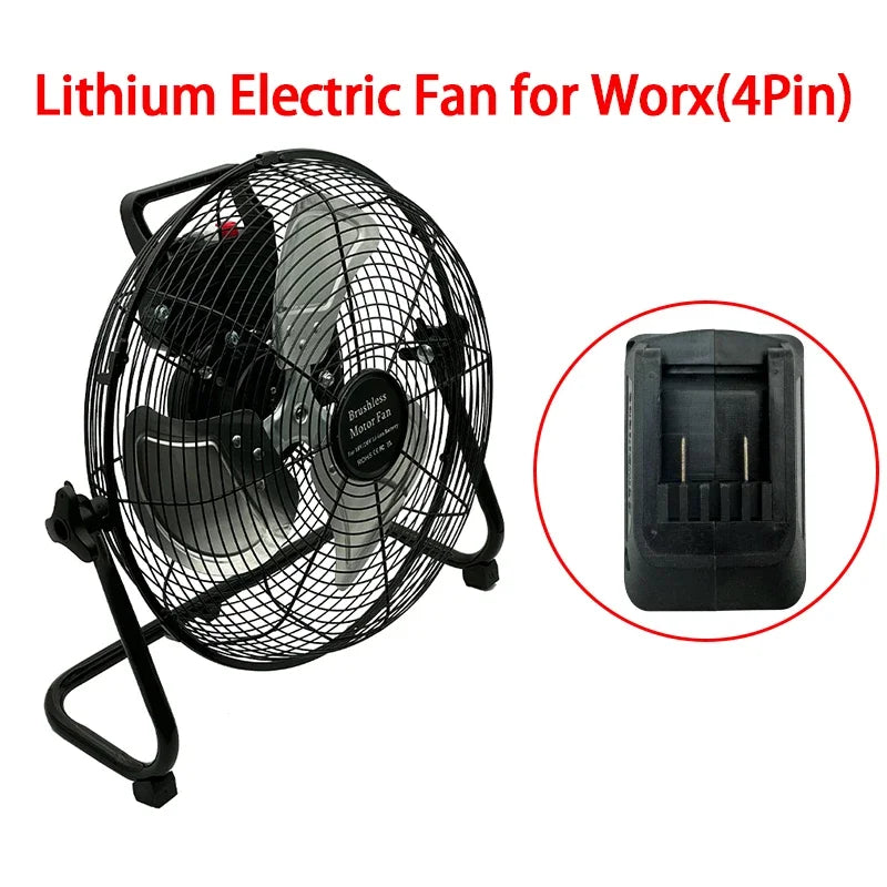Lithium electric fan for Worx with 4-pin connection on a white background