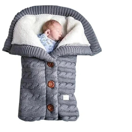 Warm Baby Sleeping Bag Envelope Winter Kid Sleepsack Footmuff Stroller Knitted Sleep Sack Newborn Knit Wool Swaddling Blanket