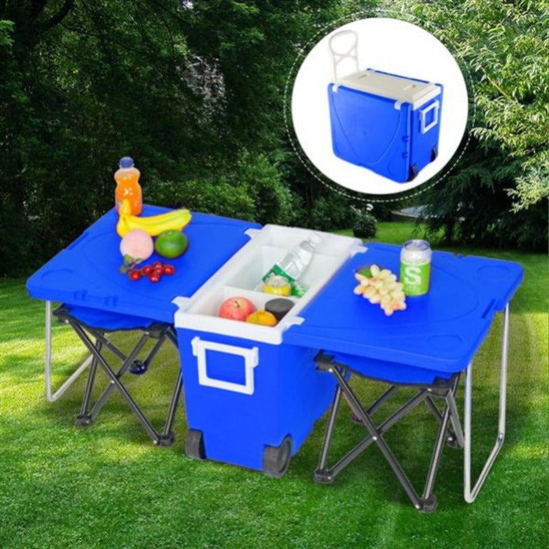 Outdoor Picnic Foldable Multi-function Rolling Cooler Upgraded Stool Red tables and chairs patio furniture folding table