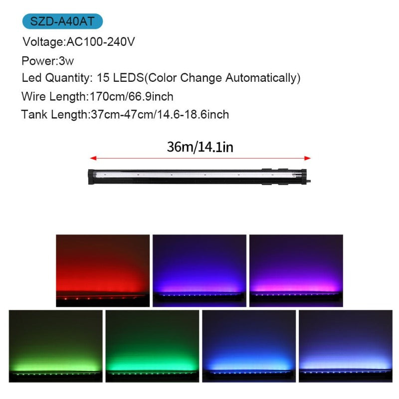 RGB LED Aquarium Light Fish Tank Submersible Light Aquatic Air Bubble Oxygenation Lamp EU US Plug Fish Tank Light